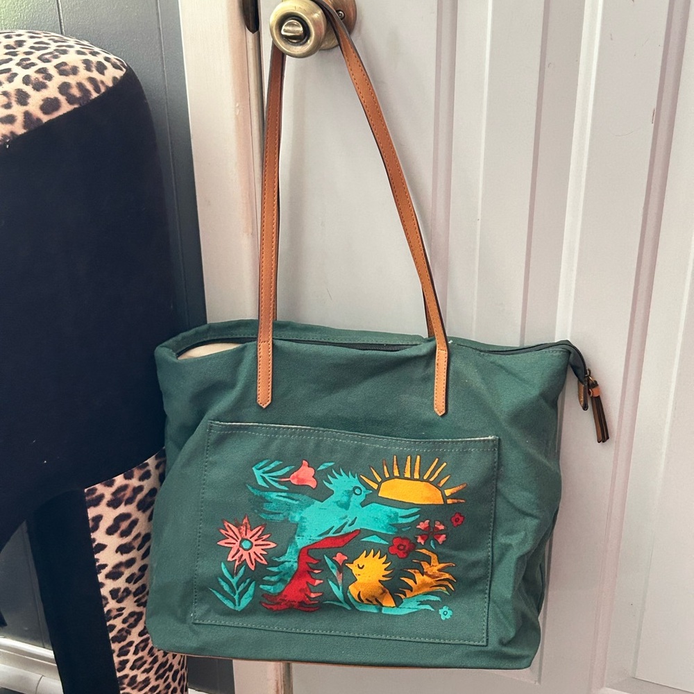 Floral Green Tote Bag